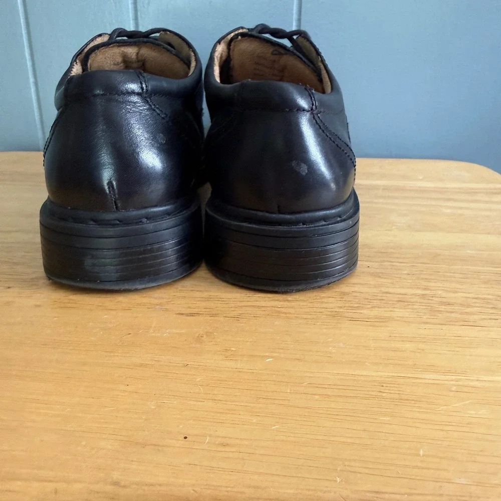Florsheim Men 10 Black Leather Square Toe Derby Dress Shoe Dark Academia Classic